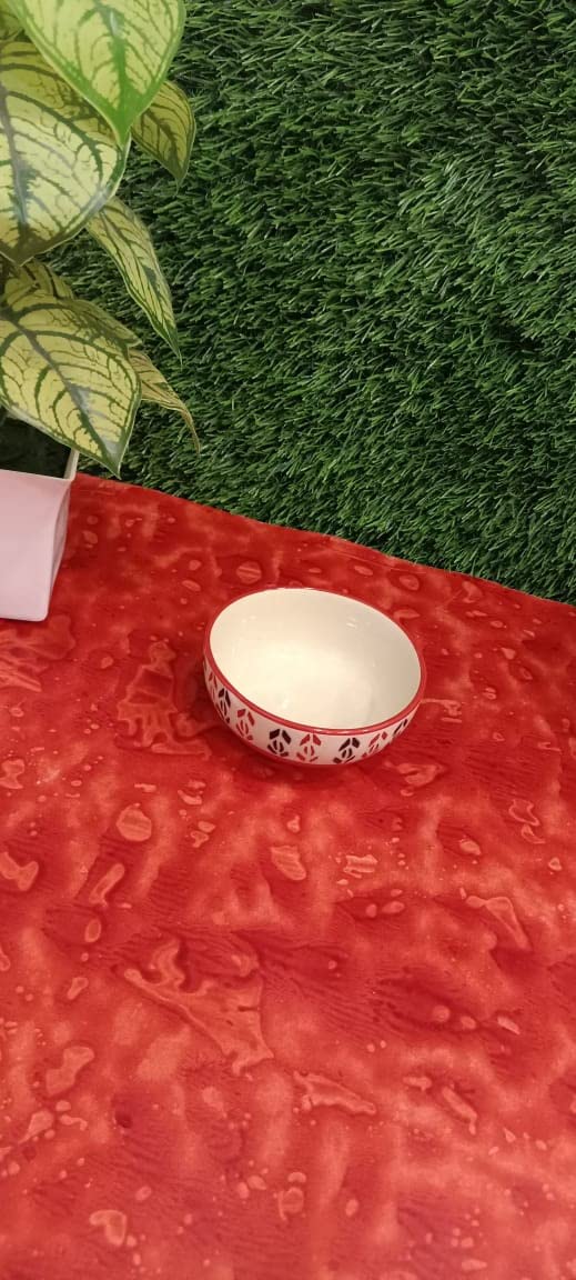 Caffeine Ceramic Handmade Orange Arrow Pattern Combo Dinner Set (4 pcs.P) - Image 4