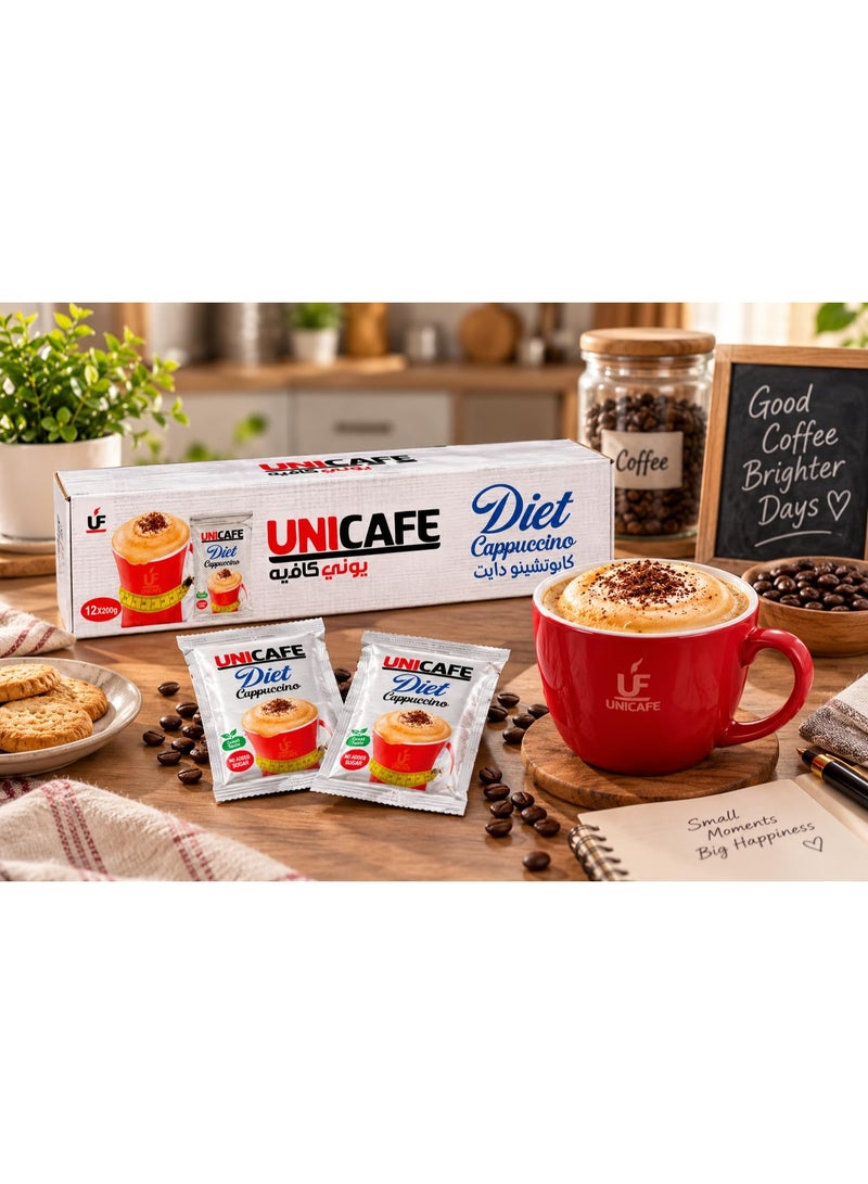 UniCafé UNICAFE Diet Cappuccino 200g x 12 Packs, Instant Cappuccino Drink with Rich Coffee Flavor and Creamy Texture, Large Value Pack for Home, Office, Daily Use and Hospitality - Image 3