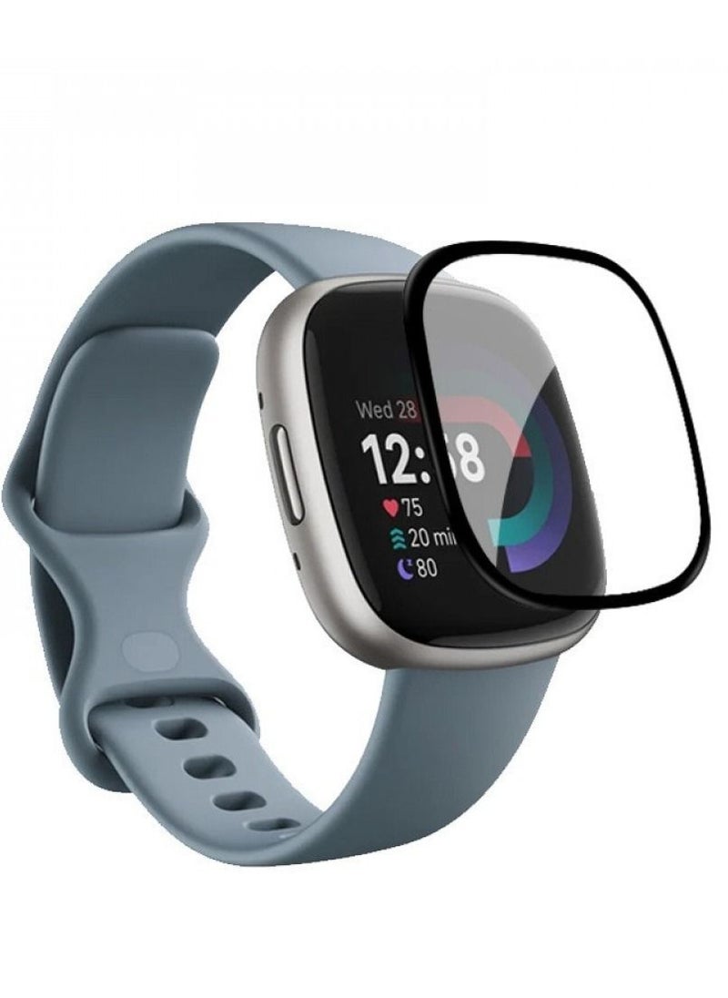TWEGGON - 3pc pack screen protector for Fitbit Versa 4 and Fitbit Sense 2 Smart Watch 3D Full Coverage Protective Film Black/Clear - Image 1