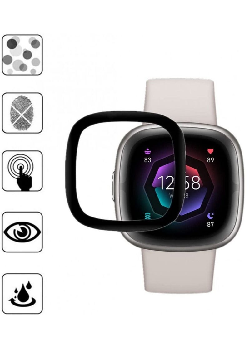 TWEGGON - 3pc pack screen protector for Fitbit Versa 4 and Fitbit Sense 2 Smart Watch 3D Full Coverage Protective Film Black/Clear - Image 1