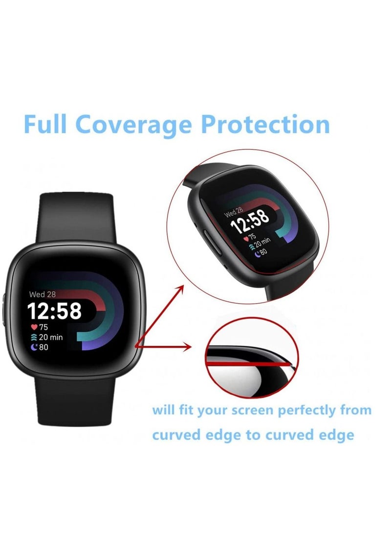 TWEGGON - 3pc pack screen protector for Fitbit Versa 4 and Fitbit Sense 2 Smart Watch 3D Full Coverage Protective Film Black/Clear - Image 1
