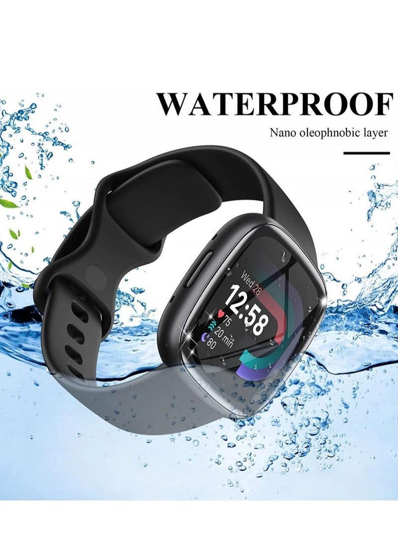 TWEGGON - 3pc pack screen protector for Fitbit Versa 4 and Fitbit Sense 2 Smart Watch 3D Full Coverage Protective Film Black/Clear - Image 1