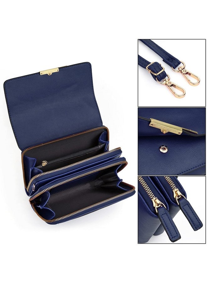 UTO - Small Crossbody Shoulder Bag For Women Cellphone Bags Card Holder Wallet With Wristlet Purse And Handbags Royal Blue - Image 1