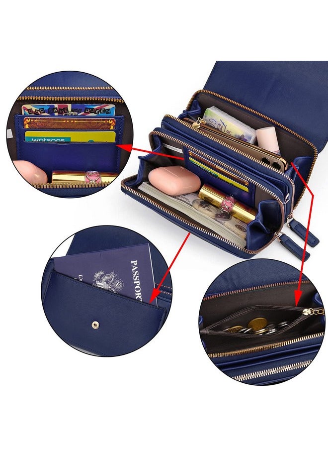 UTO - Small Crossbody Shoulder Bag For Women Cellphone Bags Card Holder Wallet With Wristlet Purse And Handbags Royal Blue - Image 1