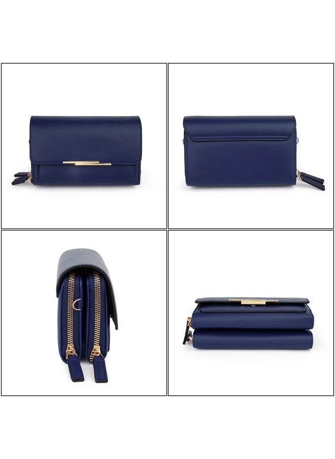 UTO - Small Crossbody Shoulder Bag For Women Cellphone Bags Card Holder Wallet With Wristlet Purse And Handbags Royal Blue - Image 1