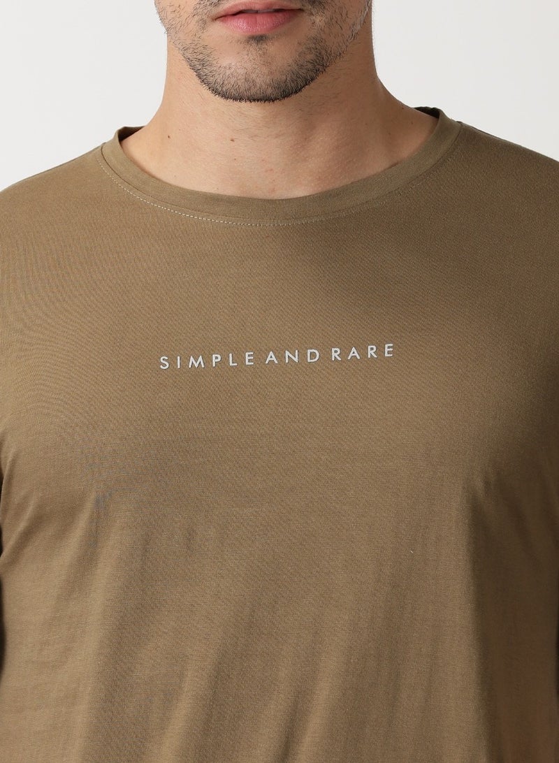 Simple And Rare Simple and Rare Cotton Crew Neck T-Shirt (Brown)  - Image 3