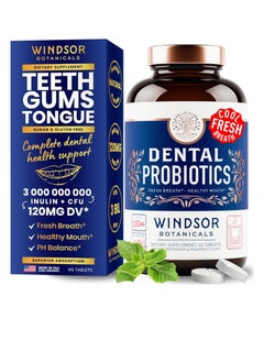 Windsor Oral Probiotics for Mouth and Bad Breath - 3BN CFU Lactobacillus Salivarius Paracasei Rhamnosus Streptococcus - Dental Probiotics for Teeth and Gums - 45 Chewable Probiotics for Women and Men  - Image 1