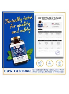 Windsor Oral Probiotics for Mouth and Bad Breath - 3BN CFU Lactobacillus Salivarius Paracasei Rhamnosus Streptococcus - Dental Probiotics for Teeth and Gums - 45 Chewable Probiotics for Women and Men  - Image 4