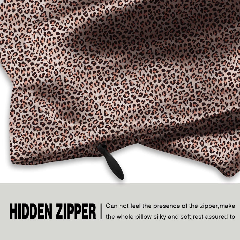 Suatien Mulberry Silk Pillowcase for Hair and Skin Standard Size Leopard Print Silk Pillow Cases with Zipper Soft Breathable Smooth Cooling Silk Pillow Covers for Sleeping (Taupe Leopard, 20"X 26",1Pcs) - Image 3