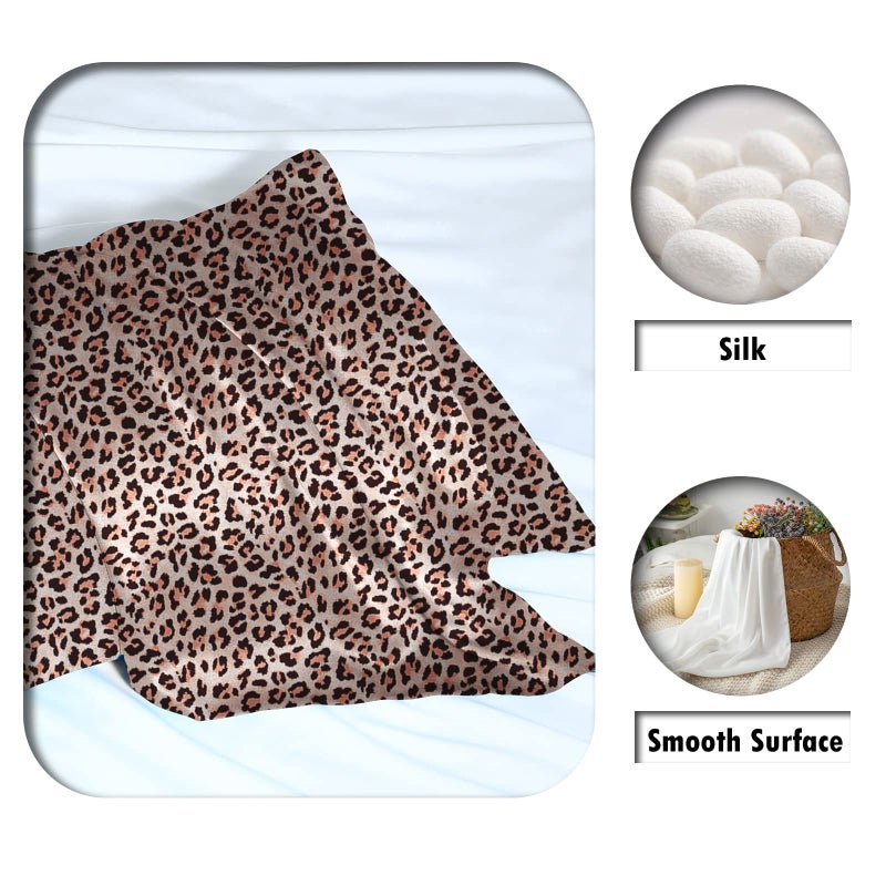 Suatien Mulberry Silk Pillowcase for Hair and Skin Standard Size Leopard Print Silk Pillow Cases with Zipper Soft Breathable Smooth Cooling Silk Pillow Covers for Sleeping (Taupe Leopard, 20"X 26",1Pcs) - Image 2