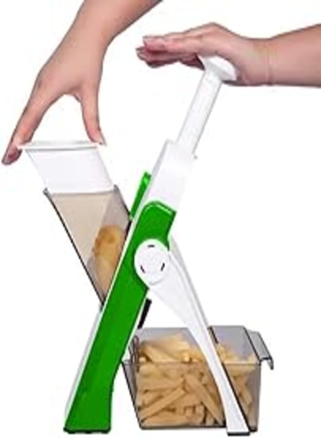 Vegetable Slicer Safety Kitchen Chopping Artifact For Food, Salad, Cooking, Peelers, Grater, Fruit Cutter, Julienne, Cube, Chef, Wedding gift, Multifunctional Use (Green)