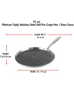 VINOD Vinod SAS Pro Platinum Triply Stainless Steel Dosa Tawa - 31 cm | 4.0 mm Thick | Hexa Design | Metal Spoon Friendly | Riveted Handle | Gas, Induction Base | 5-Year Warranty  - Image 3