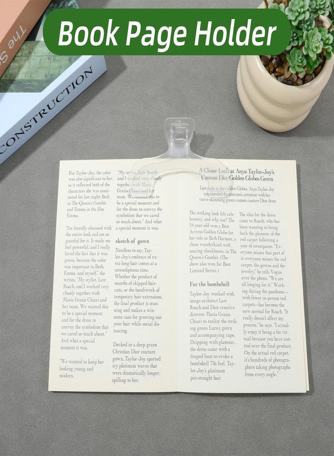 ElevateTech 3pcs Transparent Book Page Holder, Reading Accessories Convenient for Reading Transparent Book Clip Portable Books Clips to Hold Books Open Fixing Manuscripts Suitable Page Marker Clips - Image 4