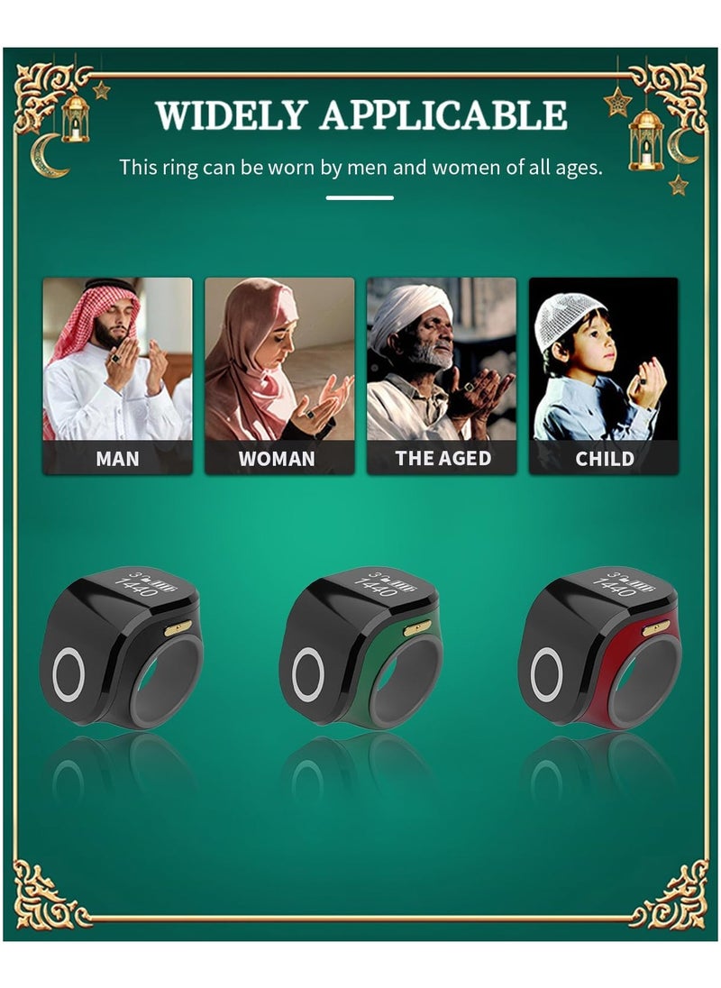 GUDOO Waterproof Tasbeeh Ring Zikr Ring Smart Tasbih with Adjustable Silicone Fingerstall Suitable for Adults to Pray  - Image 5