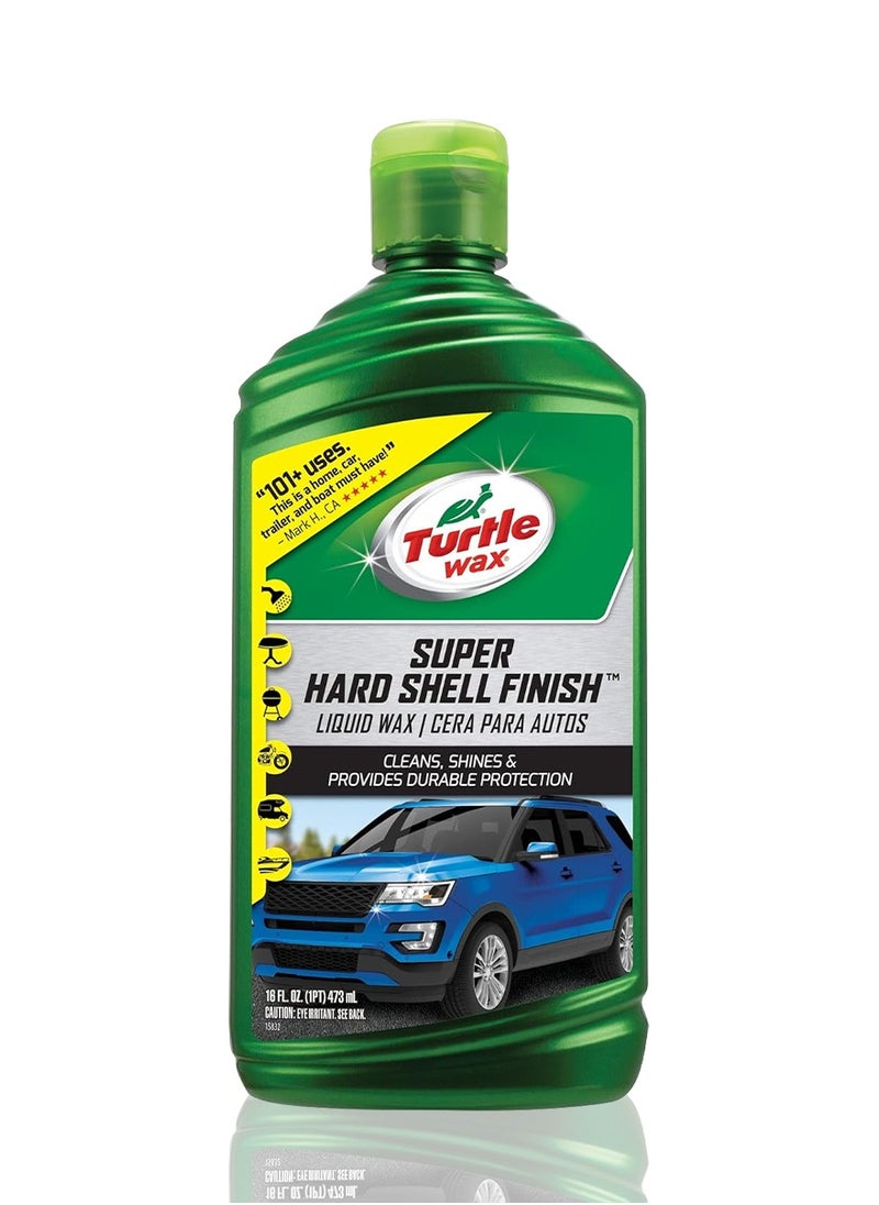 TURTLE Turtle Wax Car Liquid Wax Super Hard Shell Finish 473ml 101+ Uses Durable Cleans Shines  - Image 1
