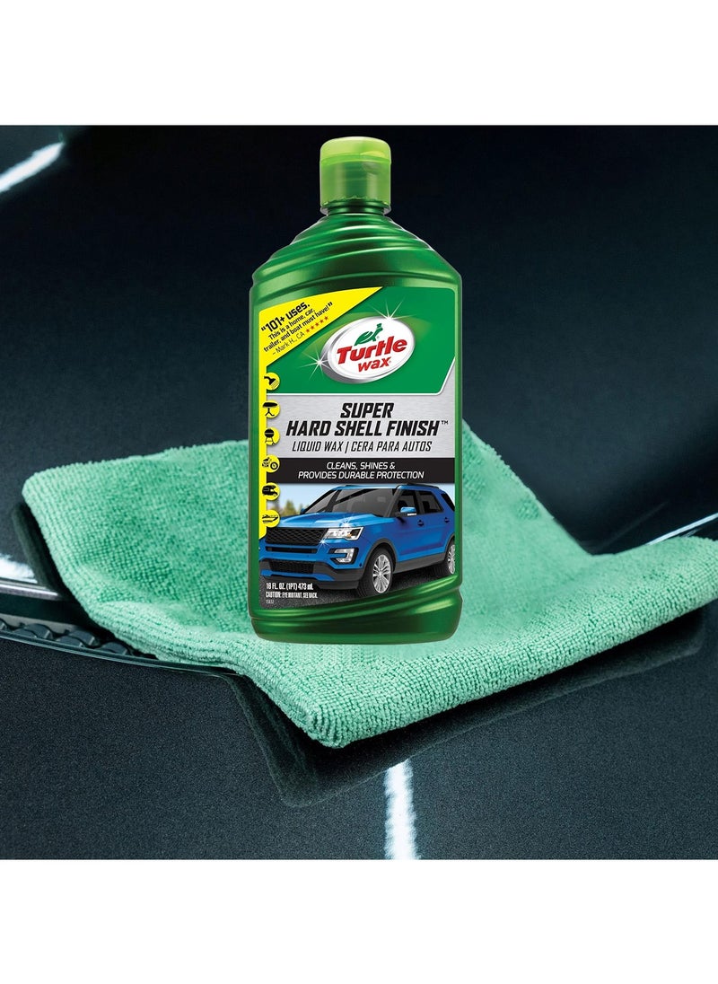 TURTLE Turtle Wax Car Liquid Wax Super Hard Shell Finish 473ml 101+ Uses Durable Cleans Shines  - Image 2