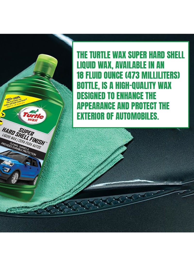 TURTLE Turtle Wax Car Liquid Wax Super Hard Shell Finish 473ml 101+ Uses Durable Cleans Shines  - Image 4