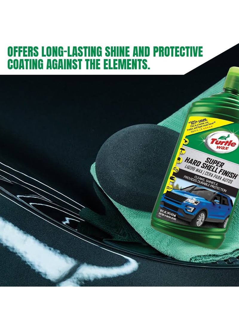 TURTLE Turtle Wax Car Liquid Wax Super Hard Shell Finish 473ml 101+ Uses Durable Cleans Shines  - Image 5