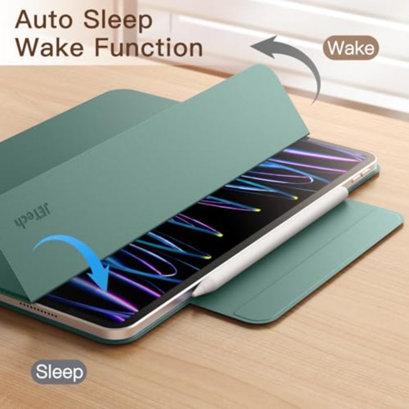 Slim smart cover for iPad Pro 11 and iPad Air 5/4 10.9, misty green polyurethane, auto wake/sleep, lightweight magnetic protection - Image 5