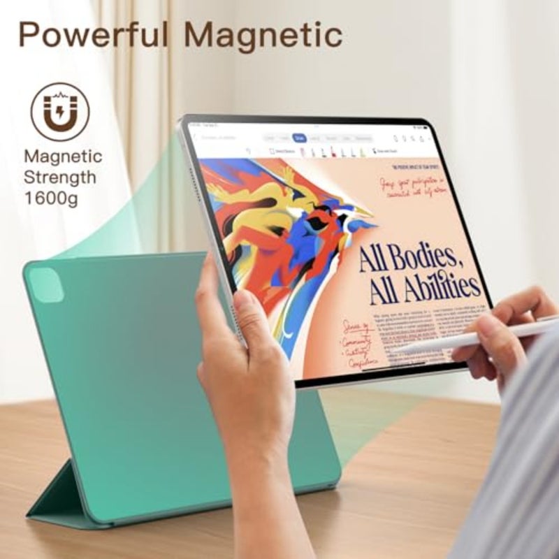 Slim smart cover for iPad Pro 11 and iPad Air 5/4 10.9, misty green polyurethane, auto wake/sleep, lightweight magnetic protection - Image 3