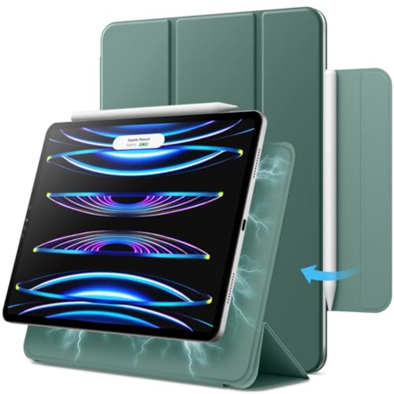 Slim smart cover for iPad Pro 11 and iPad Air 5/4 10.9, misty green polyurethane, auto wake/sleep, lightweight magnetic protection - Image 1