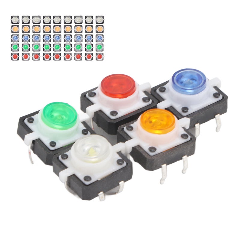 Mini Momentary Push Button: 50PCS 5 Colors ABS Durable Led Tactile Switch - One-click Convenient Control Tactile Switch for DIY Electronics, Arcade, Control Panel & Breadboard Use - Image 4