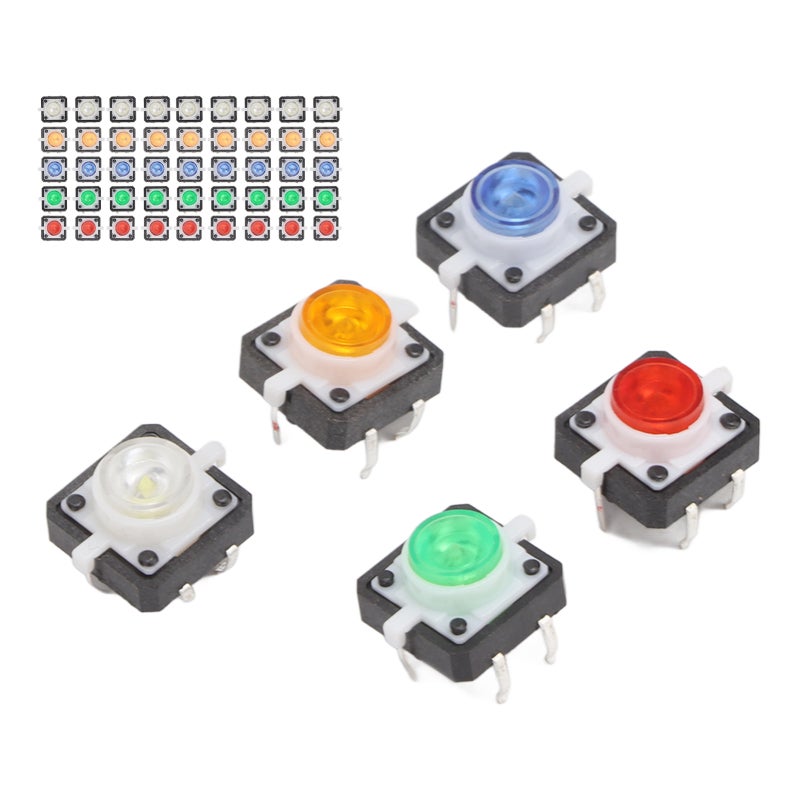 Mini Momentary Push Button: 50PCS 5 Colors ABS Durable Led Tactile Switch - One-click Convenient Control Tactile Switch for DIY Electronics, Arcade, Control Panel & Breadboard Use - Image 3