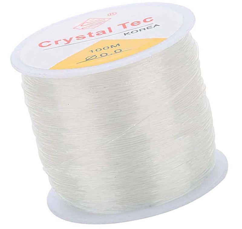 DIY Crafts DIY Crafts 0.024in/ 0.6mm, 2 Pcs Pack, Crystal Elastic Cord for Jewelry Making, Durable Beaded Elastic Bracelet String Cord, Transparent Elastic Rope (0.024in/ 0.6mm, 2 Pcs Pack)  - Image 1