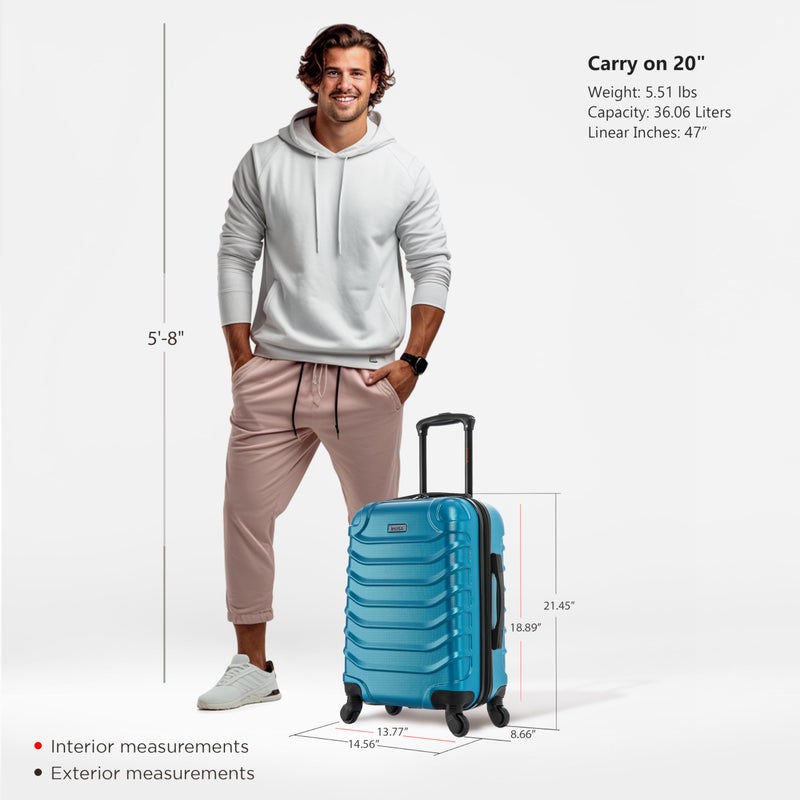 InUSA ENDURANCE Luggage with Spinner Wheels | Durable Lightweight Hardshell Suitcase, Spacious Travel Bag with Handle and Trolley | 20-Inch Carry On Small Luggage | Teal - Image 2