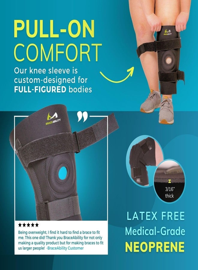 بريس أبيليتي دعامة الركبة BraceAbility Bariatric للأرجل الكبيرة - دعامة ركبة بمقاسات كبيرة مع مثبتات جانبية للرجال أو النساء ذوي البنية الكبيرة، التهاب المفاصل، التهاب وتر الرضفة، ألم تليّن غضروف الرضفة الناتج عن السمنة، عدم الاستقرار (2XL) - Image 4