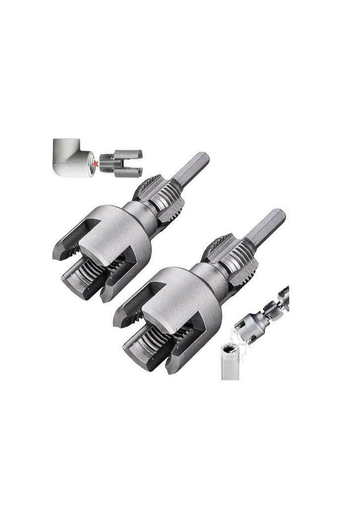 Integrated Internal & External Pipe Threading Tool, Pvc Threading Tool Kit, Electric Drill Compatible Pvc Pipe Threader Kit With Various Die Sizes, Pipes Threader Plumbing Tools (1/2" + 3/4") - Image 1