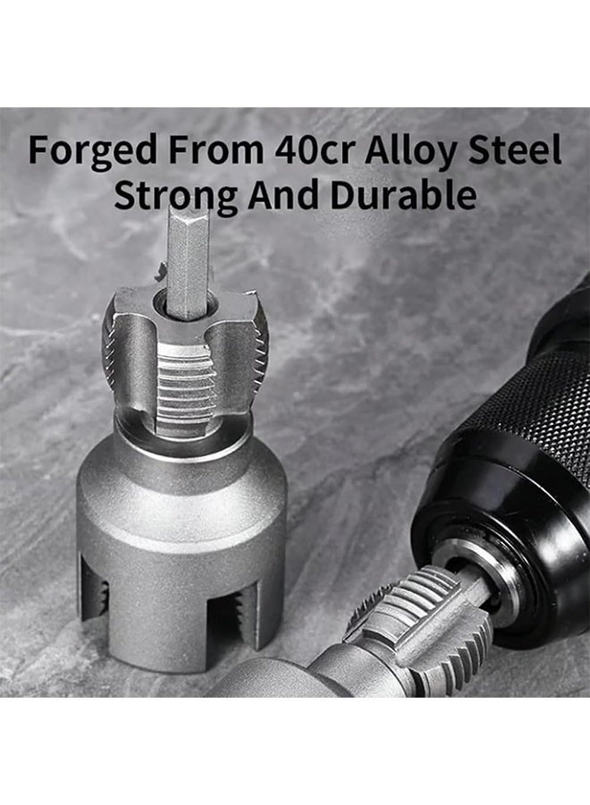 Integrated Internal & External Pipe Threading Tool, Pvc Threading Tool Kit, Electric Drill Compatible Pvc Pipe Threader Kit With Various Die Sizes, Pipes Threader Plumbing Tools (1/2" + 3/4") - Image 2