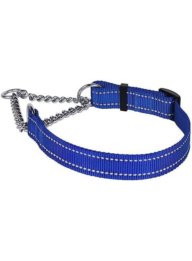 طوق عاكس فائق النعومة للكلاب مع جرس - طوق عاكس من النايلون مارتينجال قابل للتعديل من 16 إلى 24 بوصة للكلاب الصغيرة والمتوسطة الحجم (أزرق) - Image 1