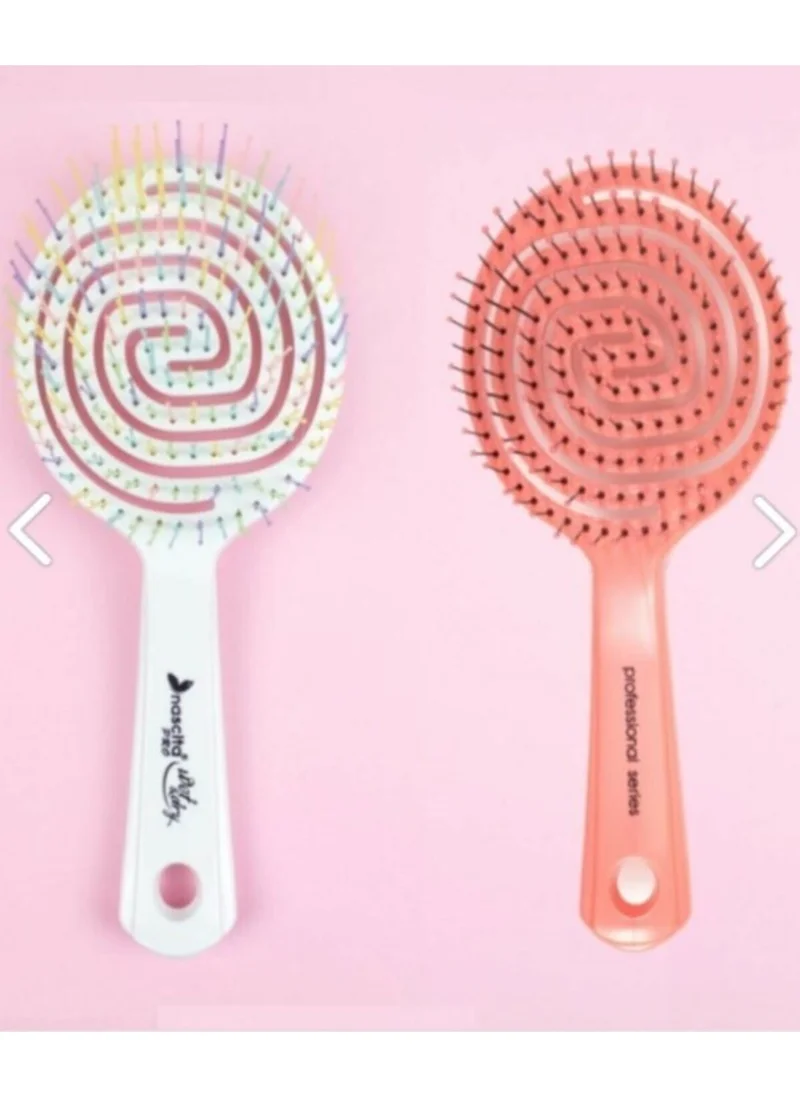 Nascita Three-Dimensional Oval Hair Brush White and Pink