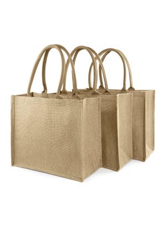 Eco-neutral 3-piece Jute Tote Shopping Bag Waterproof Coating With Soft Handle  - Image 1