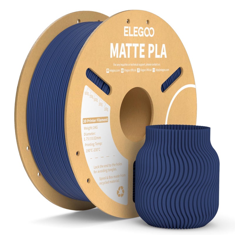 ELEGOO Matte PLA Filament Navy Blue 1KG 175mm 3D Printer Filament Dimensional Accuracy 002mm 1kg Carboard Spool 22lbs Fits for Most FDM 3D Printers - Image 2