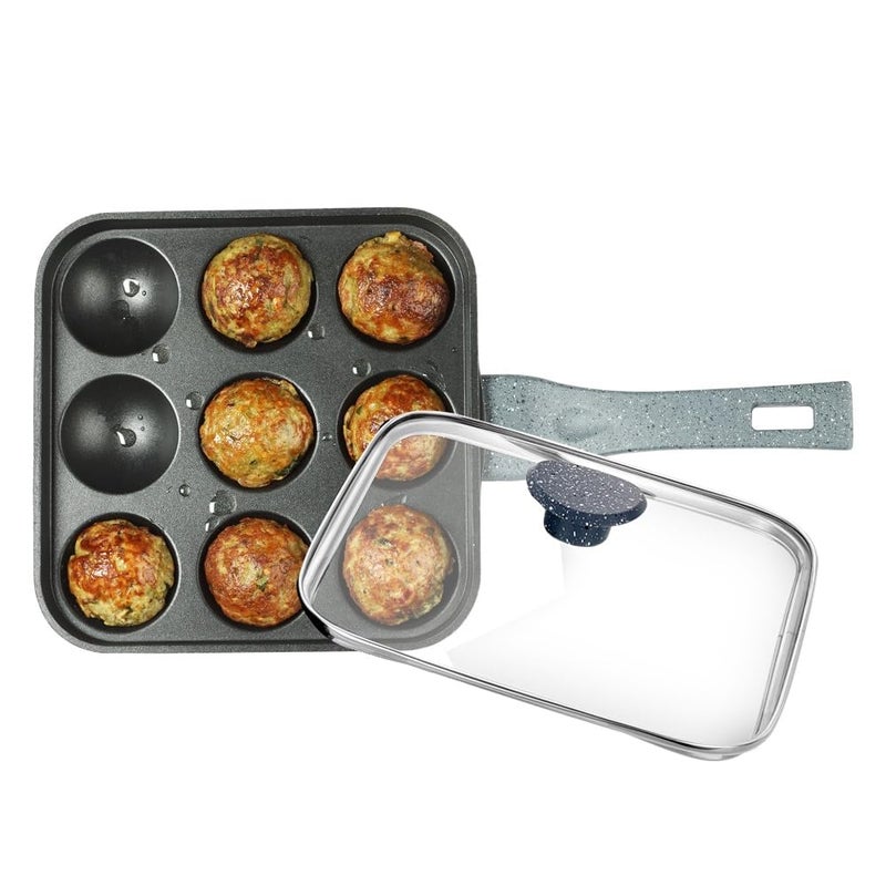 PREMIER Non Stick Astral Paniyaram Square pan 9 Cavity with Glass Lid - Image 1