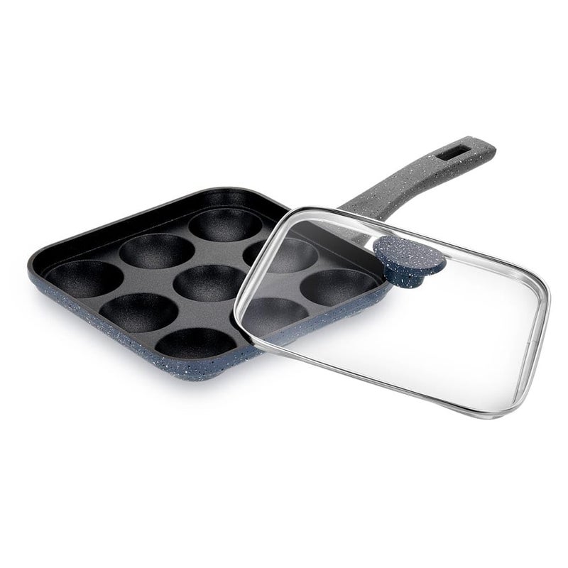 PREMIER Non Stick Astral Paniyaram Square pan 9 Cavity with Glass Lid - Image 3