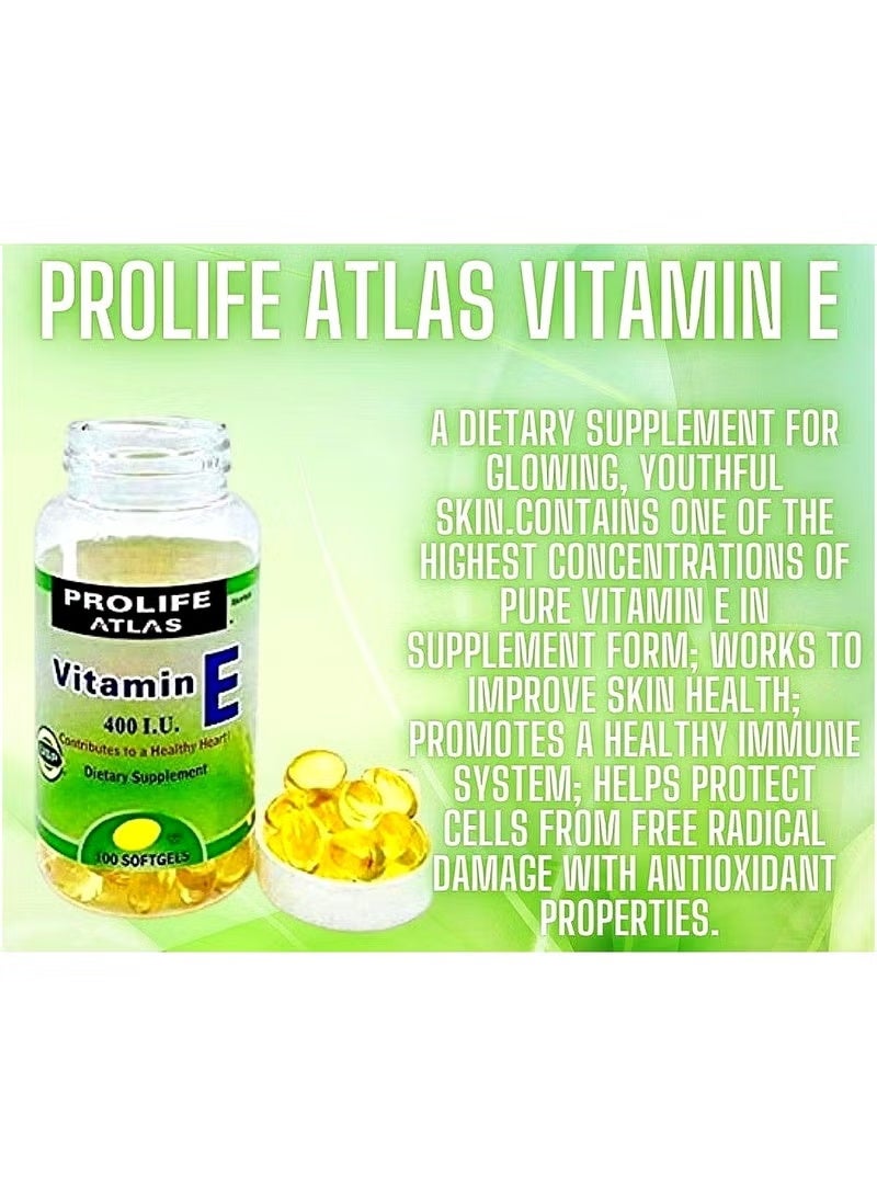 أطلس برولايف بروليف أطلس فيتامين إي 400 وحدة دولية. 100 كبسولة - Image 3