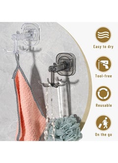 Hihonor 2 Pack Bathroom Wall and Ceiling Rotary Hook, 6 Claws Swivel Hook Shower Hanger, 360° Rotating Folding Hook, Compatible with Bathroom, Dressing Table, Entryway Storage (Transparent Grey)  - Image 5
