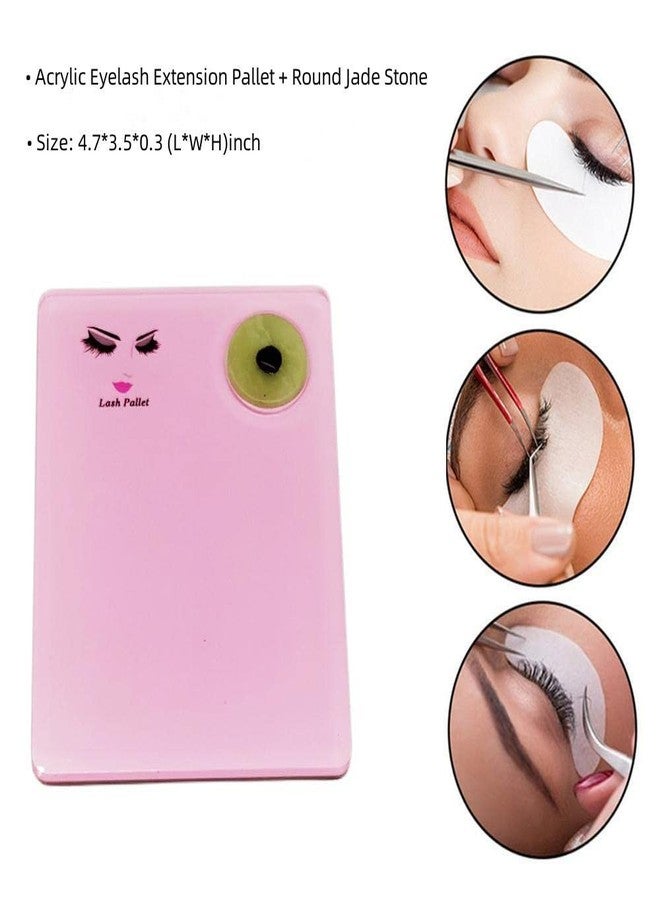 Sisiter 2-in-1 Acrylic Eyelash Extension Pallet + Round Jade Stone Set Eyelash Grafting Tool Pad Lash Tray Gasket (Pink) - Image 3