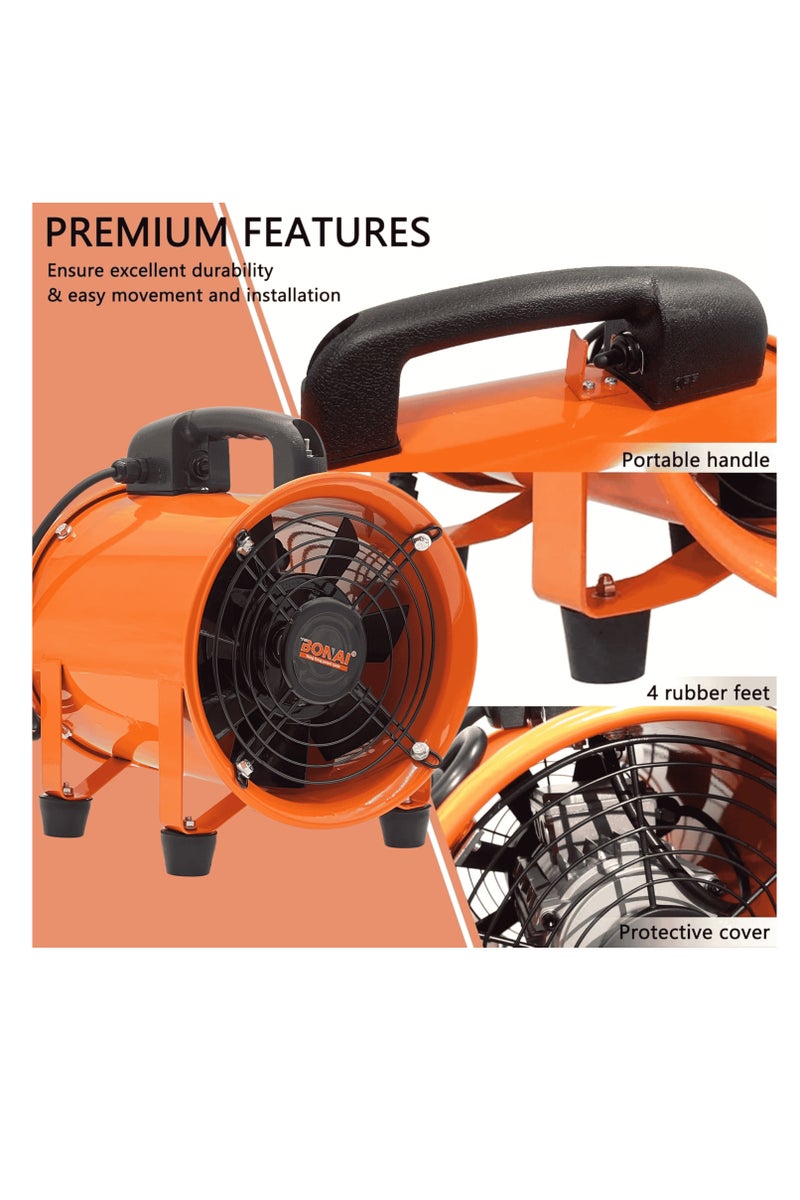 BONAI 10" Industrial Ventilation Fan, 350W Portable Blower, 2900RPM, 45m³/min Airflow, High Static Pressure, for Workshop, Warehouse, and Construction Sites, BN-HK51 - Image 5
