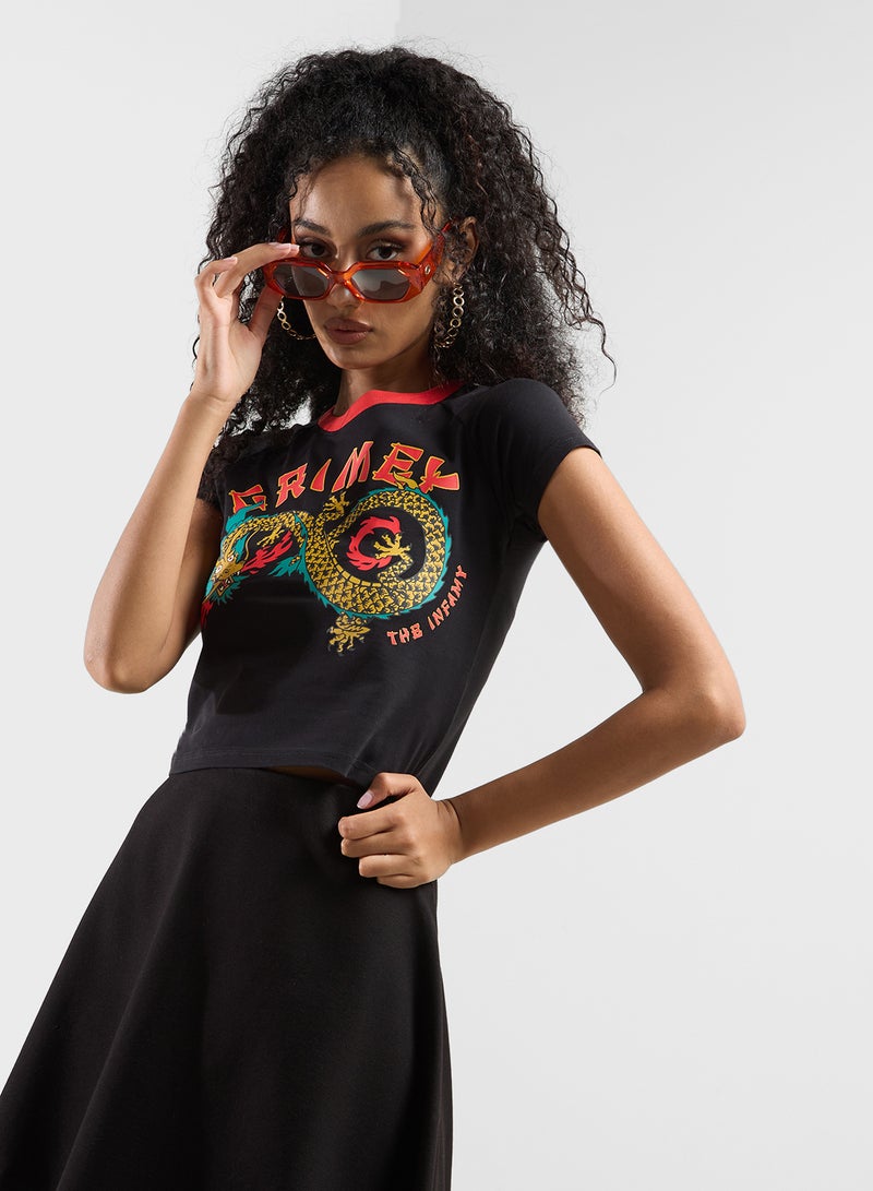 Grimey Lucky Dragon Girl Raglan Fitted T-Shirt - Image 1