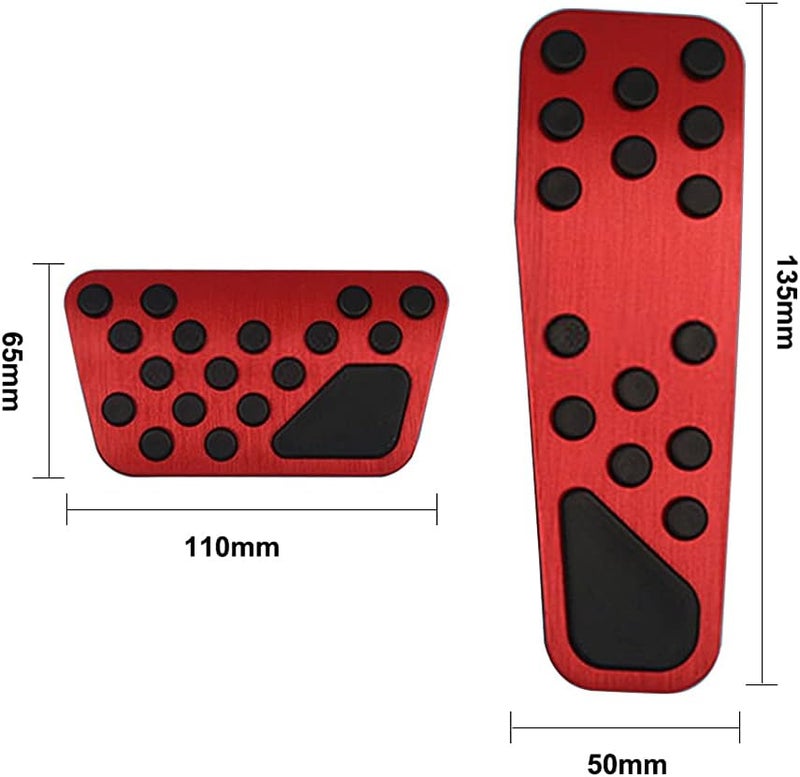 Keptrim Trusted all-purpose quality for Charger Challenger Chrysler Stainless Accelerator Gas Brake Pedal Pad Kit for 2009-2019 Dodge Challenger Charger Chrysler300, Red 2pcs Market diverse application fit - Image 2