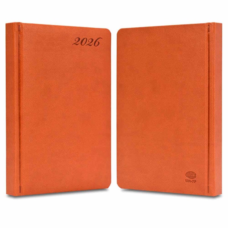 FIS 2026 International A5 Diary, 148x210mm, 1 Side Padded Italian PU Cover Materials, Round Corners, 1 Day a Page Format, 7 Multi Languages, 70gsm Ivory Paper, Brown Cover-FSDI136-7P26BR - Image 2