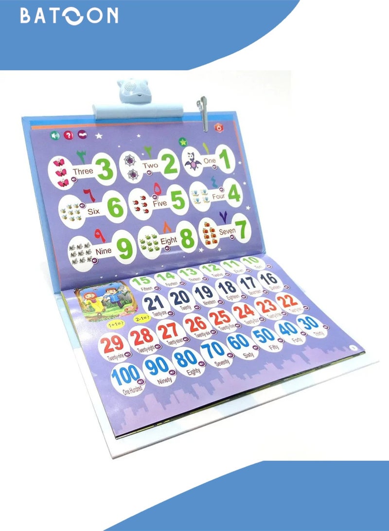 باتون كتب إلكترونية ثنائية اللغة (عربية وإنجليزية)، ألعاب تعليمية تفاعلية، كتب صوتية، ألعاب تعليمية للأطفال مع قلم تفاعلي، 13 صفحة، تحتوي على أكثر من 350 كلمة تعليمية للأطفال في المراحل المبكرة. - Image 4