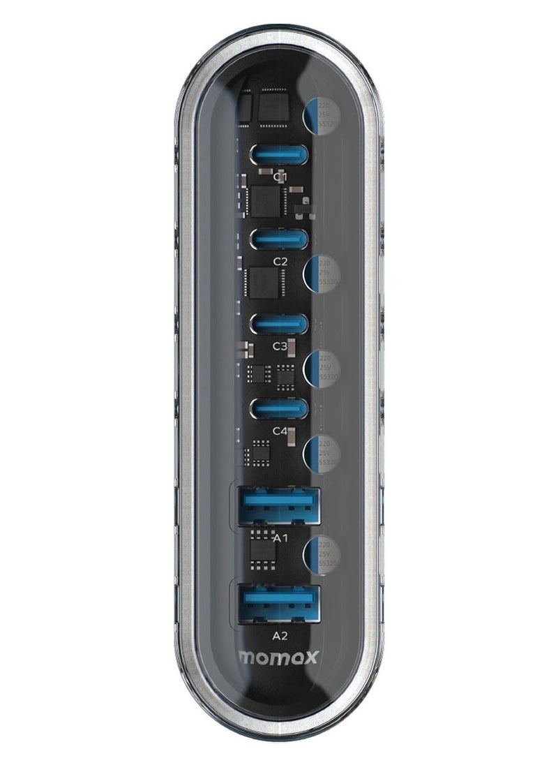 Momax - UM55 1-Charge Flow Plus PD 120W 6 Ports GaN Tech USB-C & USB-A Fast Charging - White - Image 1