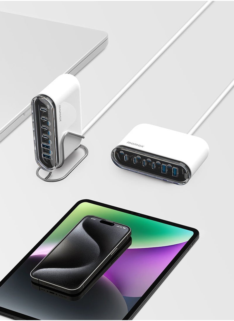 Momax - UM55 1-Charge Flow Plus PD 120W 6 Ports GaN Tech USB-C & USB-A Fast Charging - White - Image 1