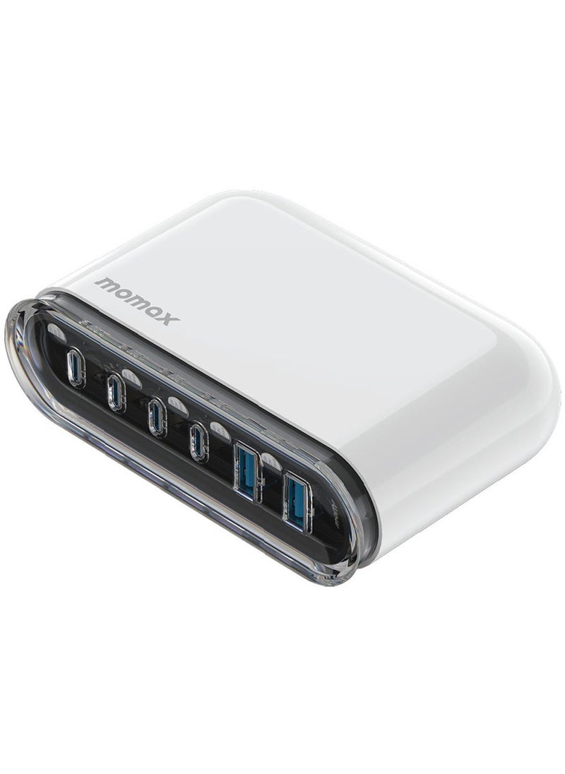 Momax - UM55 1-Charge Flow Plus PD 120W 6 Ports GaN Tech USB-C & USB-A Fast Charging - White - Image 1