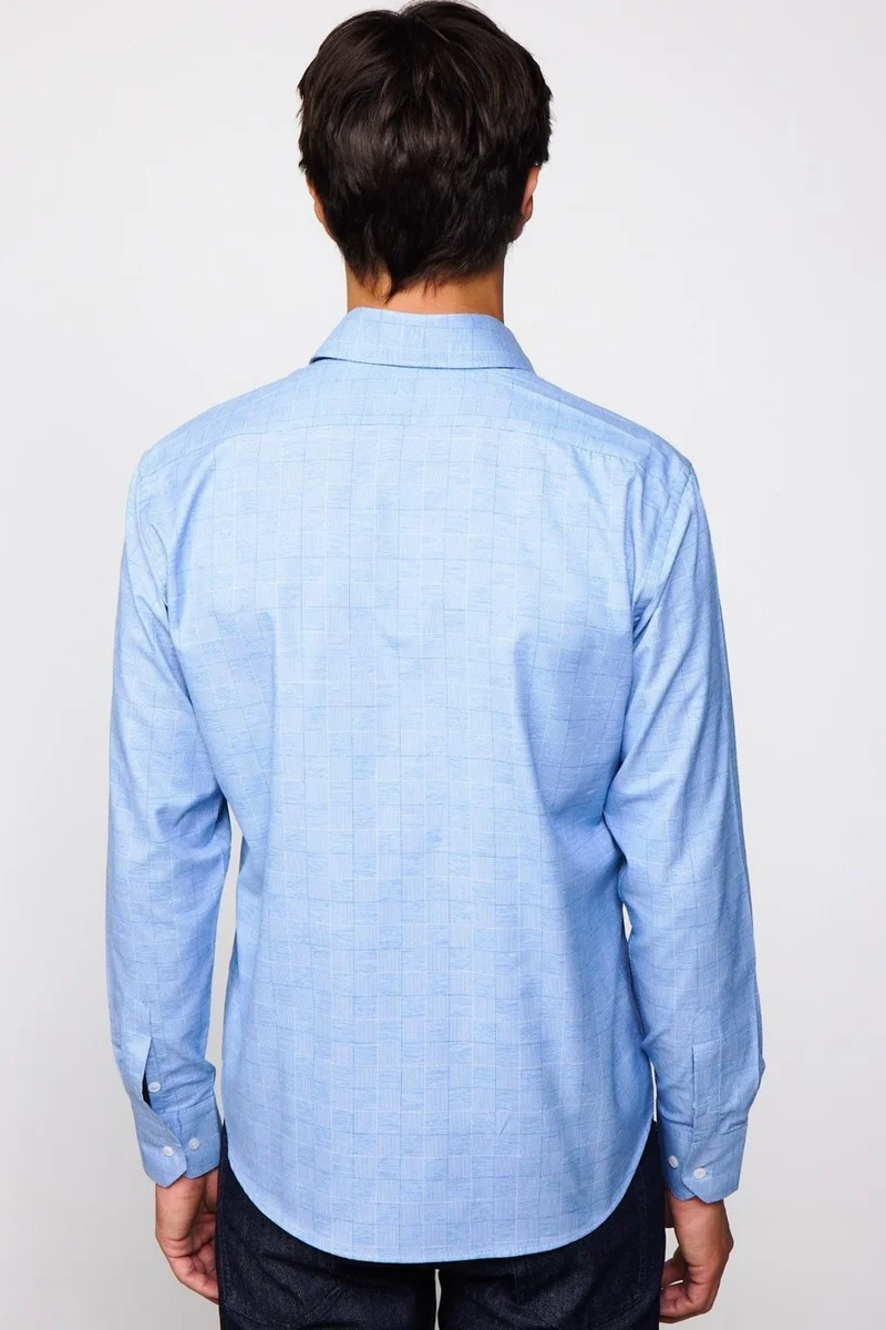 تودورس Classic Fit Cotton Easy-Iron Striped Blue Men's Shirt